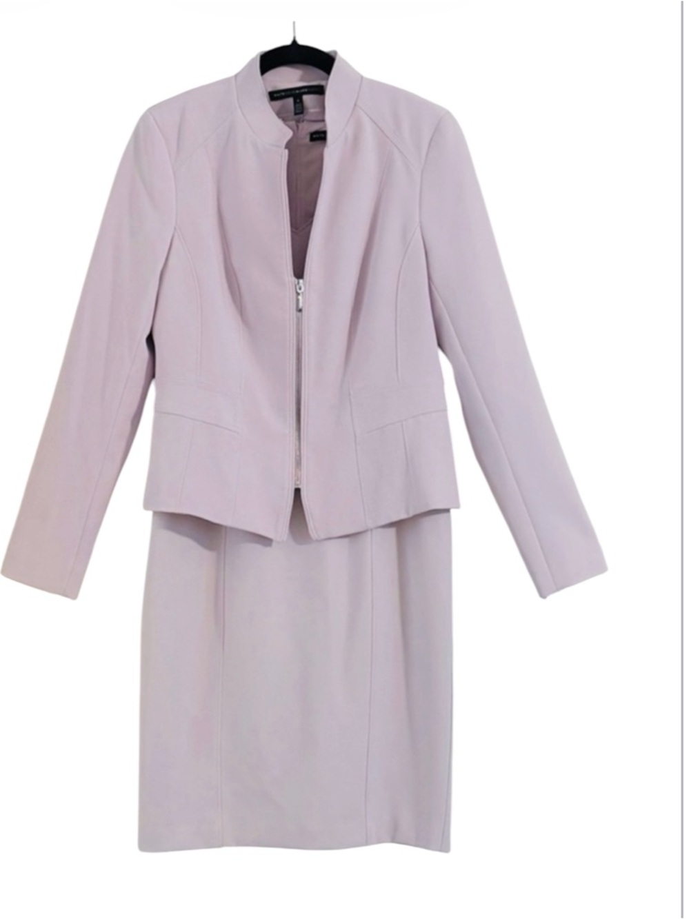 White House Black Market Lilac Ponte Dress & Peplum Zip Jacket Suit Set 6